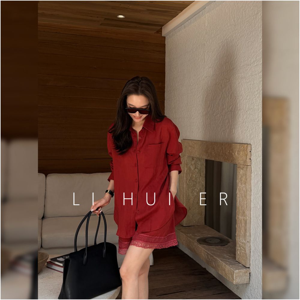 ASAYA7157 – Crimson Breeze Linen Set ❤️🍷
