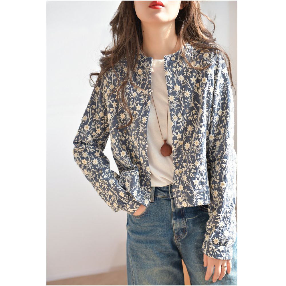 ASAYA7162 – Meadow Bloom Embroidered Jacket 🌼💙