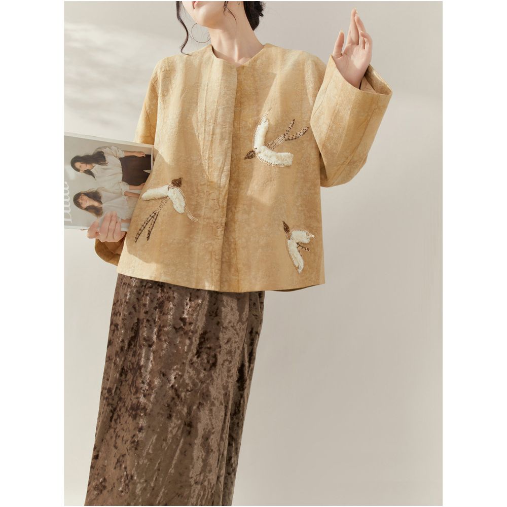 ASAYA7172 – Golden Crane Heritage Jacket 🕊️✨