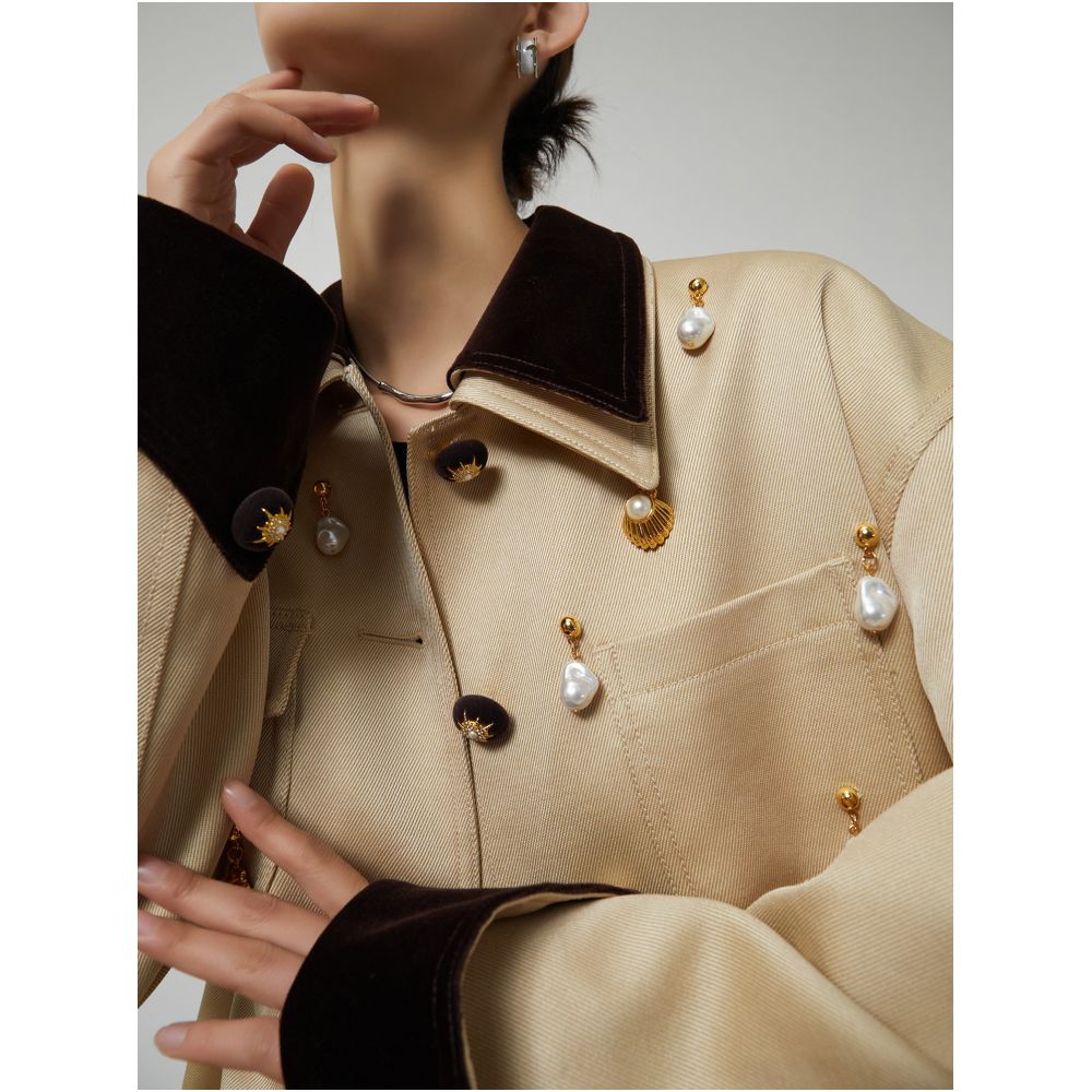 Barn style apricot patchwork jacket unique and beautiful for women with a sophisticated old fashioned Chanel inspired look perfect for Fall 2026 image 0