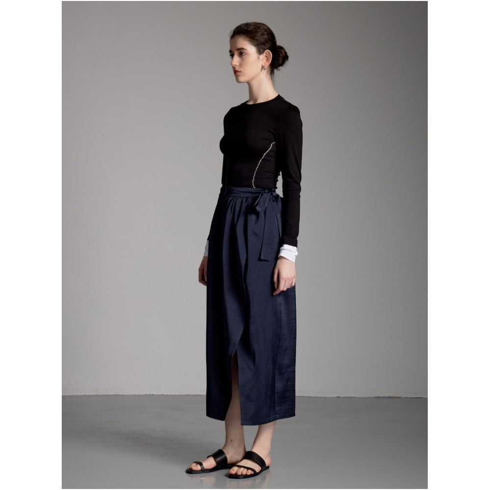 NON RESTRAIN Spring Summer New Arrival Satin Pleated Elegant and Stylish Slit Tulip Skirt for Women image 3