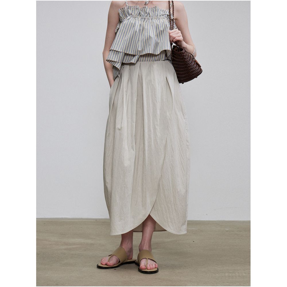 Yuan Yi Women s Clothing Textured Asymmetrical Petal Shaped Cotton Skirt with a Flowy Casual Tulip Design for Spring Summer image 0