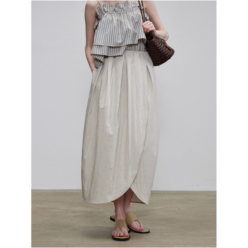 Yuan Yi Women s Clothing Textured Asymmetrical Petal Shaped Cotton Skirt with a Flowy Casual Tulip Design for Spring Summer image 1