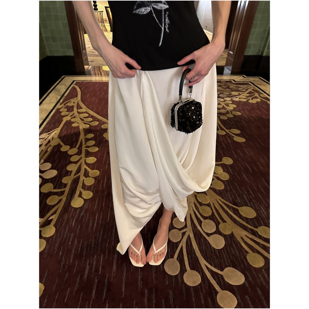ASAYA7191 – Sculpted Drape Modal Skirt 🤍✨