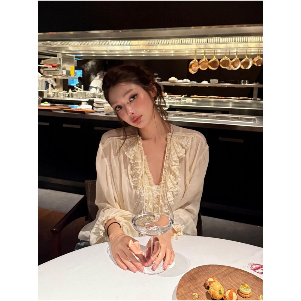2ND STUDIOS French style lace trimmed blouse elegant and sophisticated new 2026 style lightweight women s top image 1