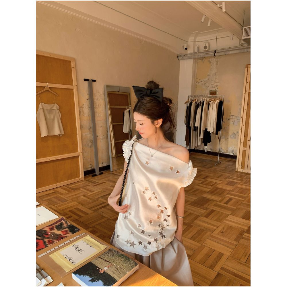 ASAYA7221 – Stardust Romance Satin Top ✨🤍
