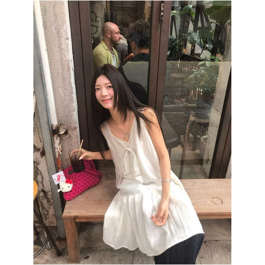 ASAYA7233 – Ivory Whisper Ribbon Dress 🤍🎀