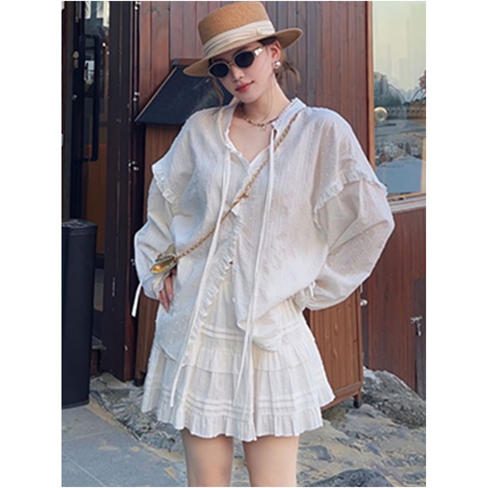 ASAYA7261 – Coastal Whisper Ruffle Set 🤍🌊