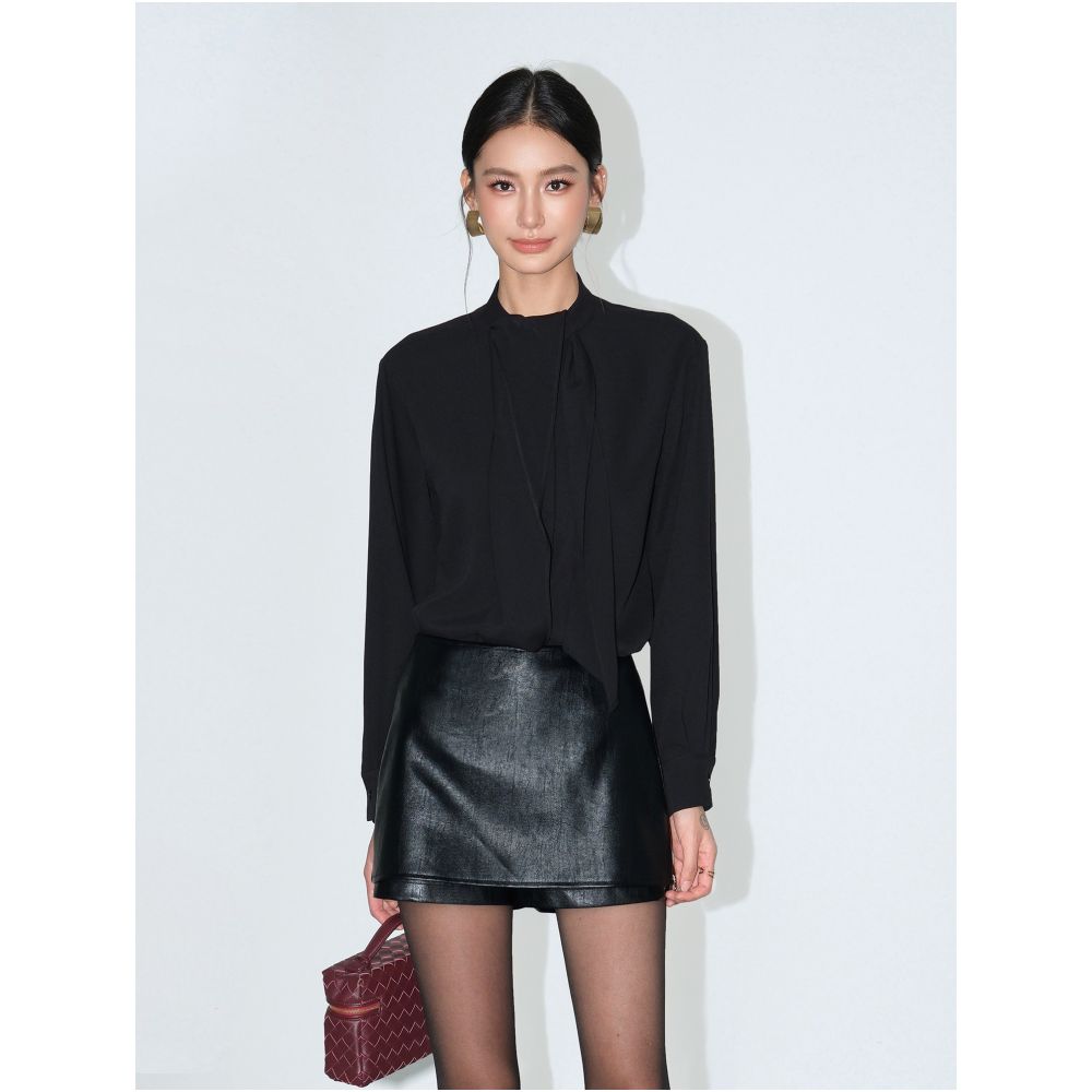 ASAYA7272 – Grace Tie-Neck Blouse ✨🖤🤍
