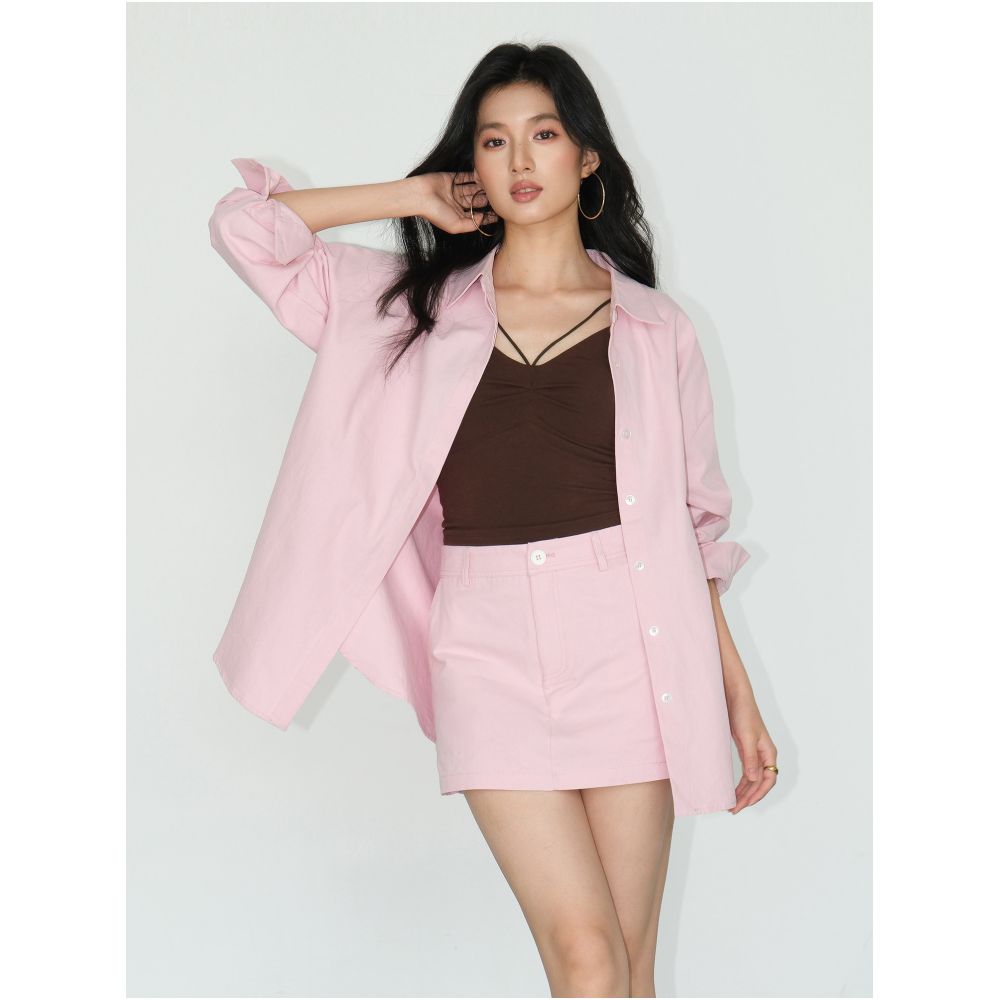 NEVA HU In Stock 75 Off White Long Sleeved Shirt for Women Loose Fit Casual Versatile Pure Cotton Shirt image 2