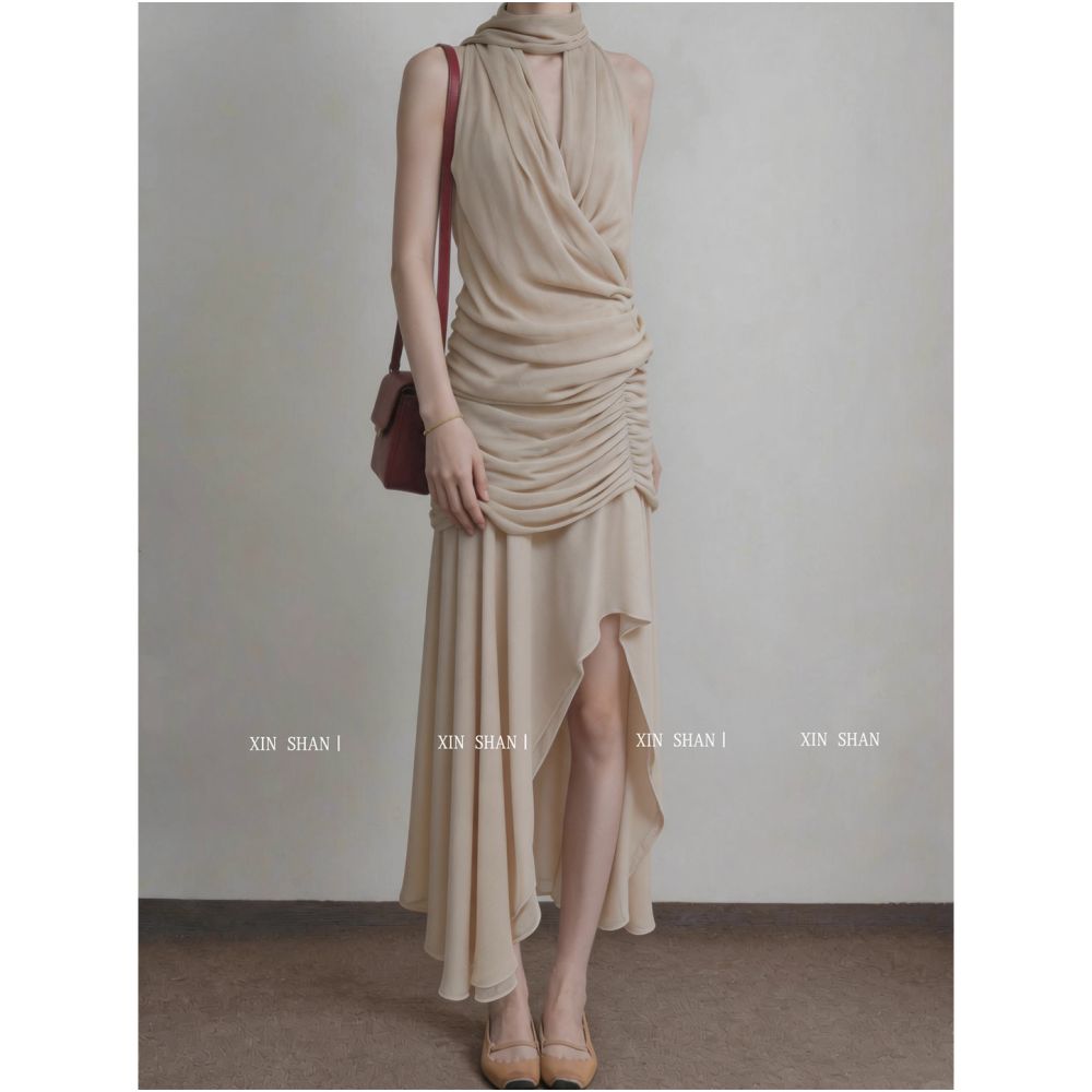 ASAYA7297 – Sand Whisper Drape Dress 🤍🏜️