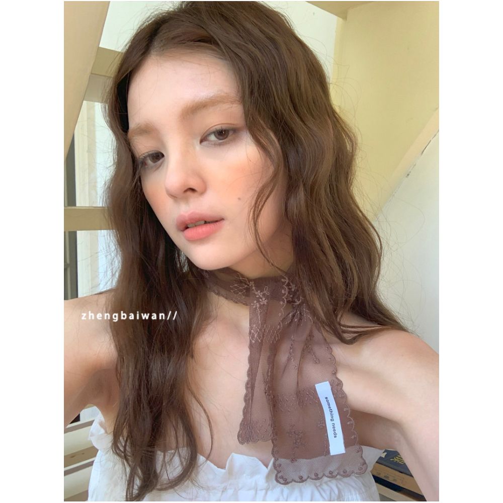 Zheng Baiwan s niche design features layered lace ribbon scarves that are fashionable versatile and easy to match perfect for clavicle neckbands and trendy women image 1