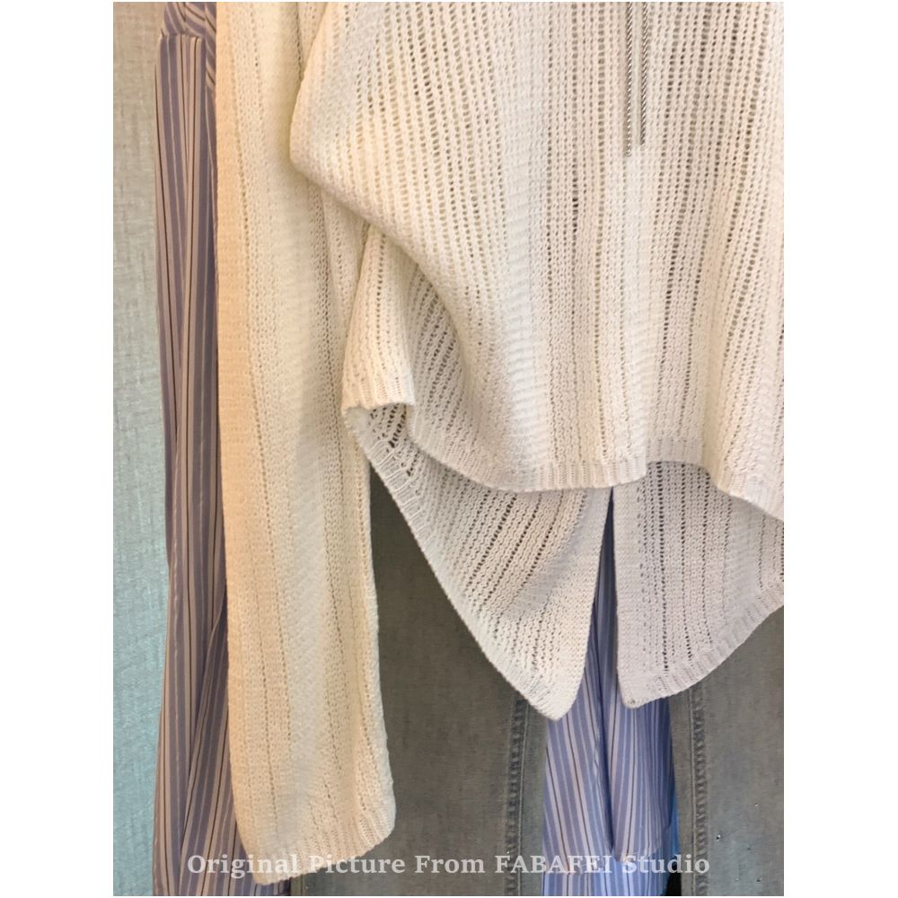 Women s Korean style hollowed out chain long sleeved knit top with cut out label spring style irregular hollowed out back image 3