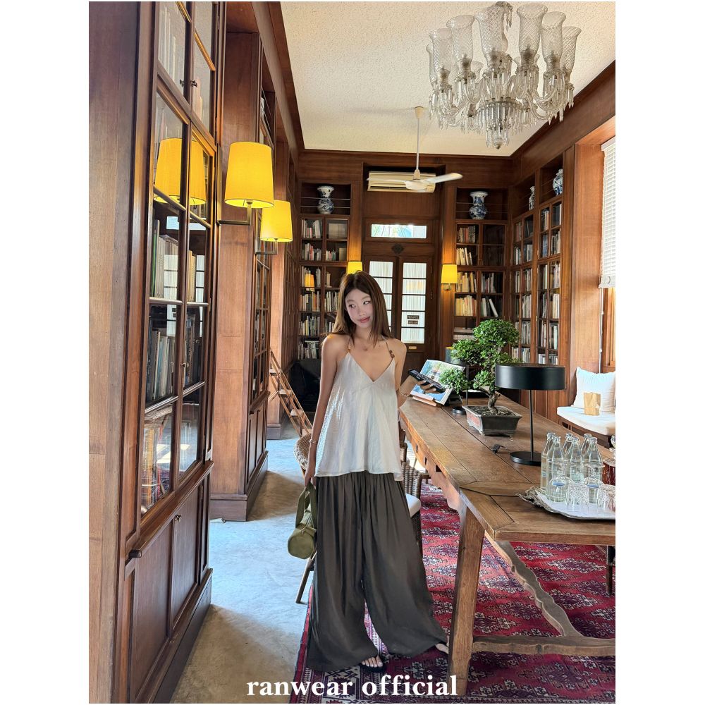 Ranwear s Flowy Skirt Pants Relaxed Fit Lightweight Cotton Wide Leg Loose Fit Versatile Long Pants image 1