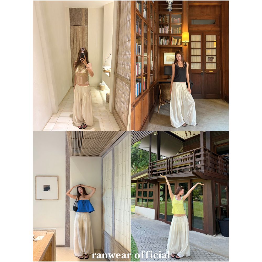 Ranwear s Flowy Skirt Pants Relaxed Fit Lightweight Cotton Wide Leg Loose Fit Versatile Long Pants image 2