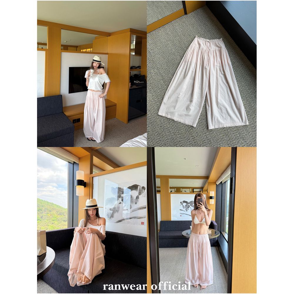 Ranwear s Flowy Skirt Pants Relaxed Fit Lightweight Cotton Wide Leg Loose Fit Versatile Long Pants image 3