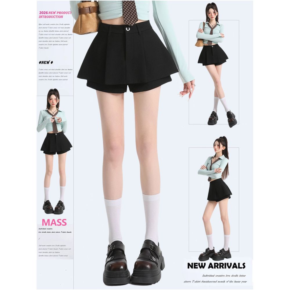 MASS Petite A line mini skirt pants flattering and stylish casual and versatile high waisted simple and fashionable image 0