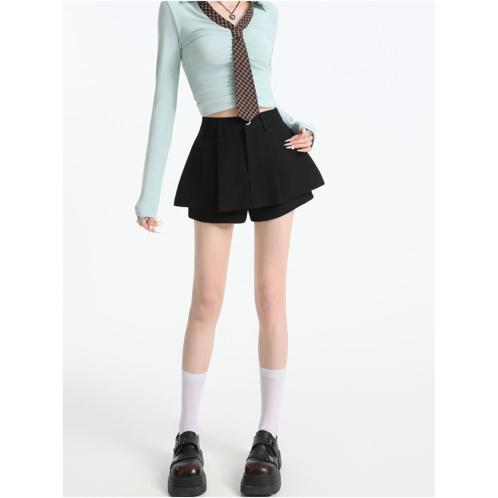 MASS Petite A line mini skirt pants flattering and stylish casual and versatile high waisted simple and fashionable image 1