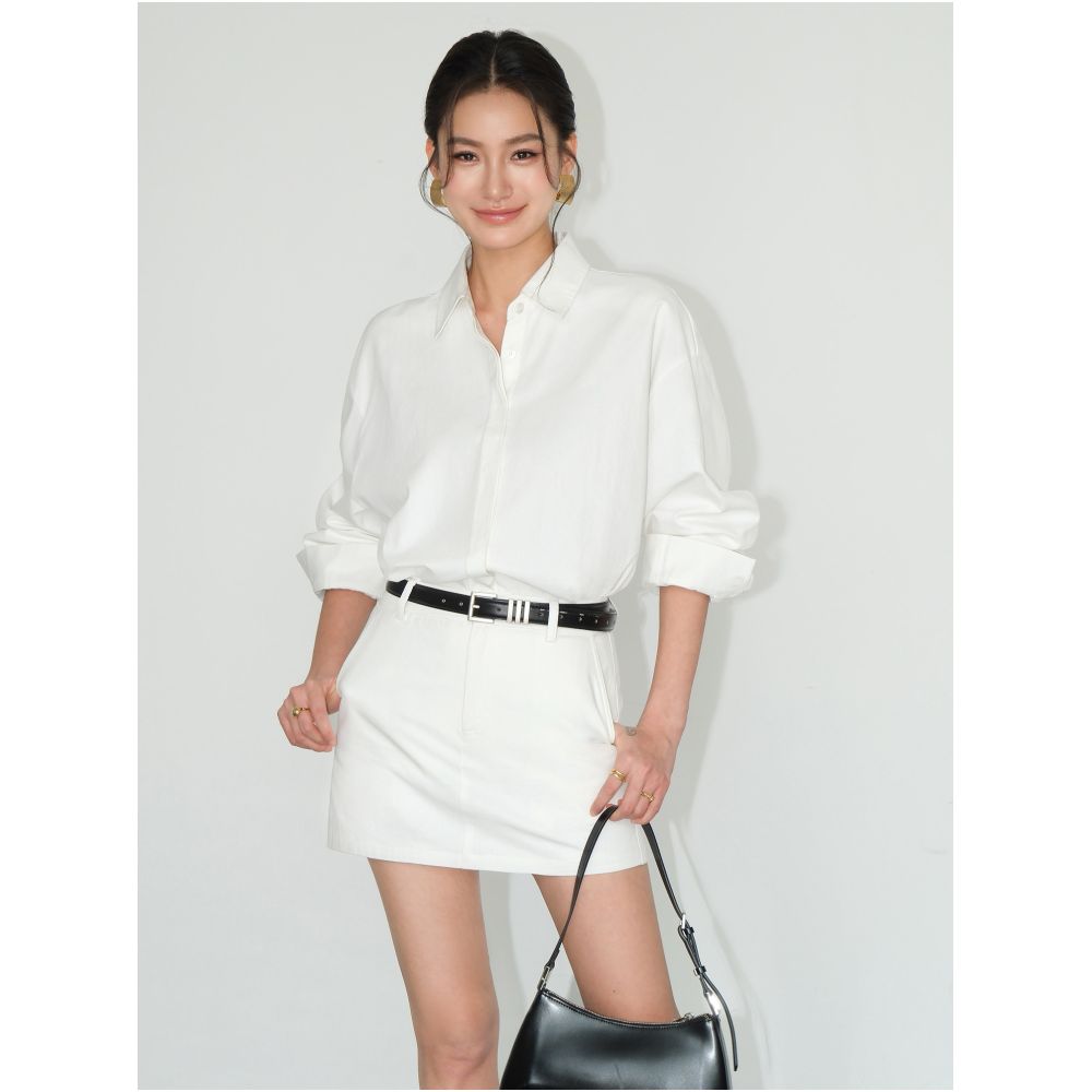 NEVA HU In Stock 75 Off White Short Skirt Anti Exposure Skirt Pants Women s High Waisted Elegant A line Skirt image 2