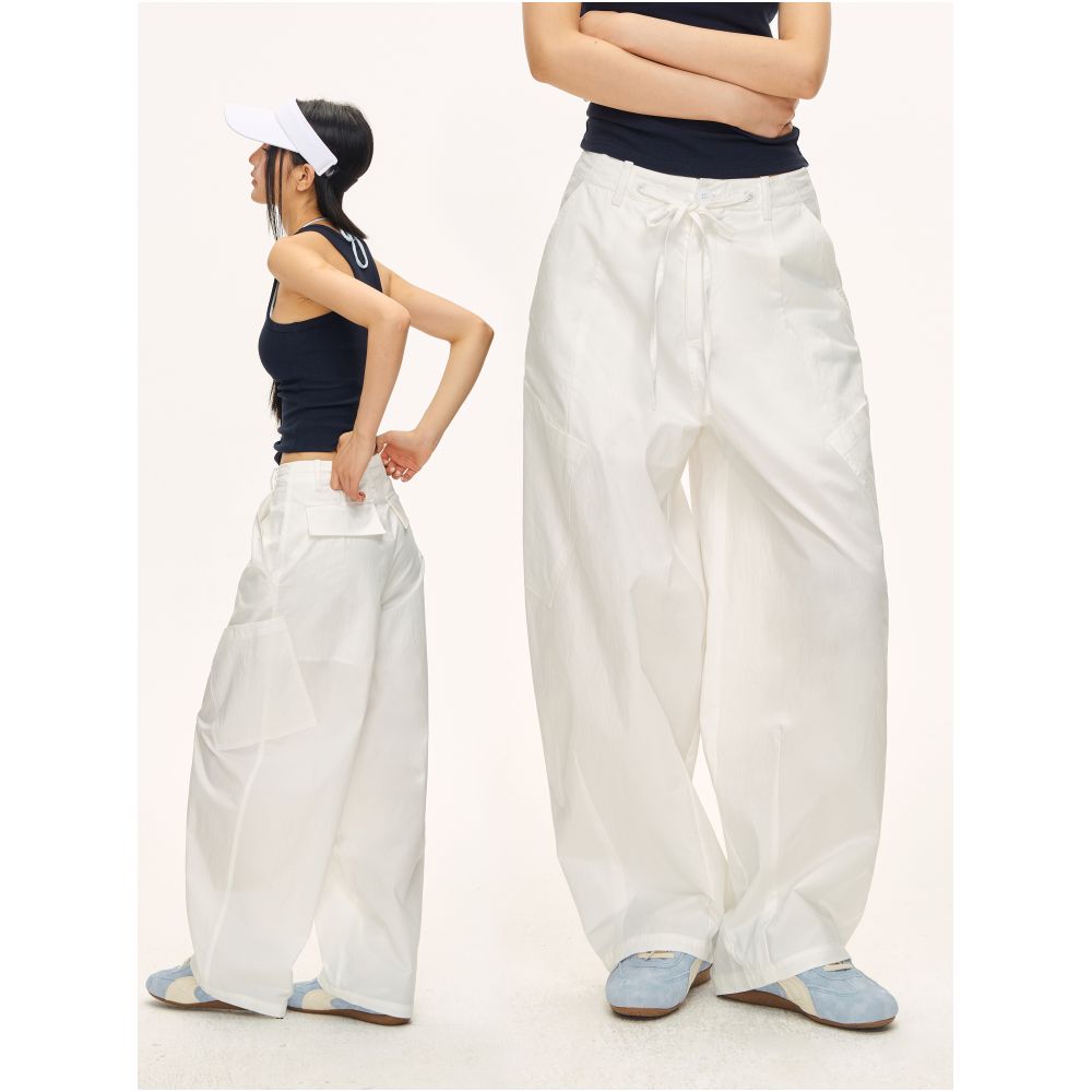 CLIMAX VISION Textured Wide Leg Pants with Curved Pockets Women s Three Dimensional Cut Straight Leg Cargo Pants image 1