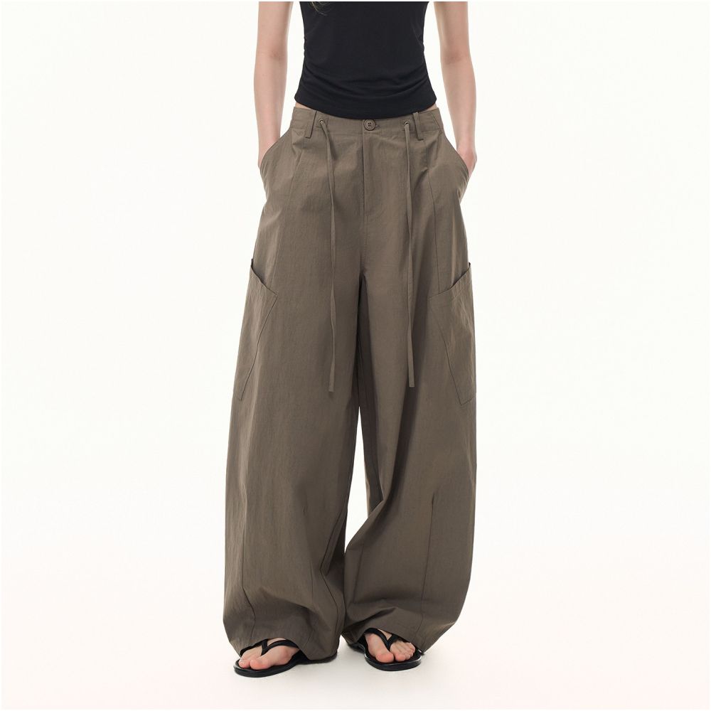 ASAYA7355 – Urban Drift Wide-Leg Cargo Pants ☁️🤍