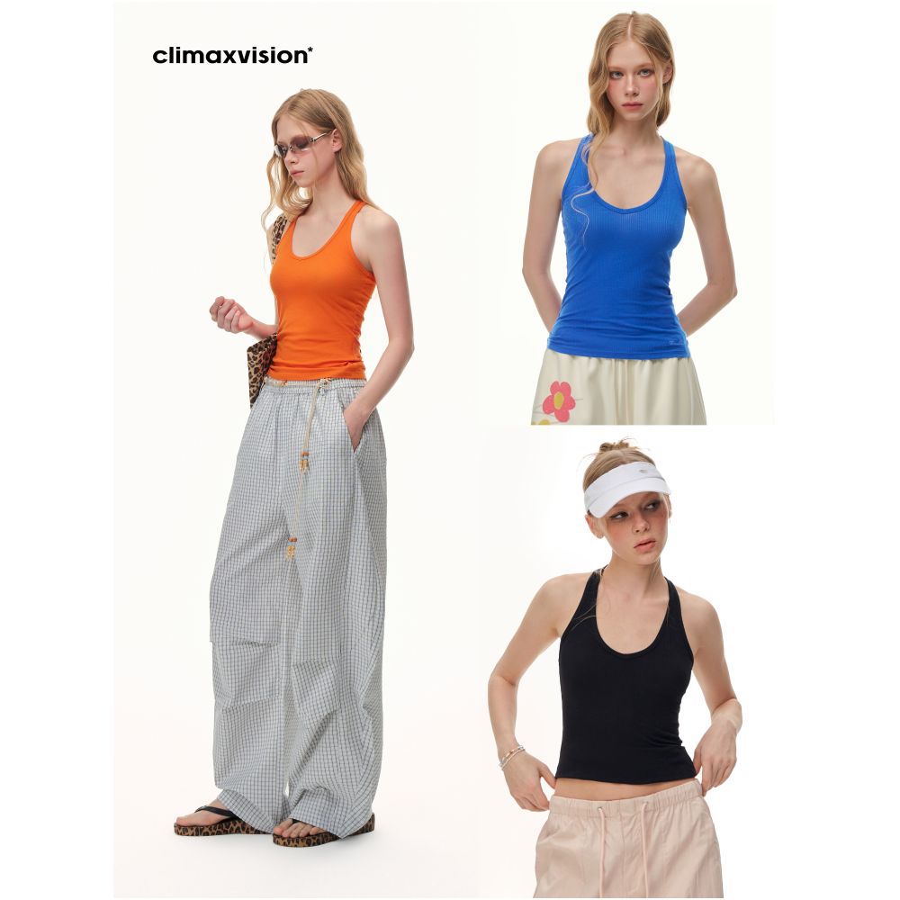 CLIMAX VISION Tencel Linen Textured Racerback Vest Slim Fit Sleeveless Top image 0