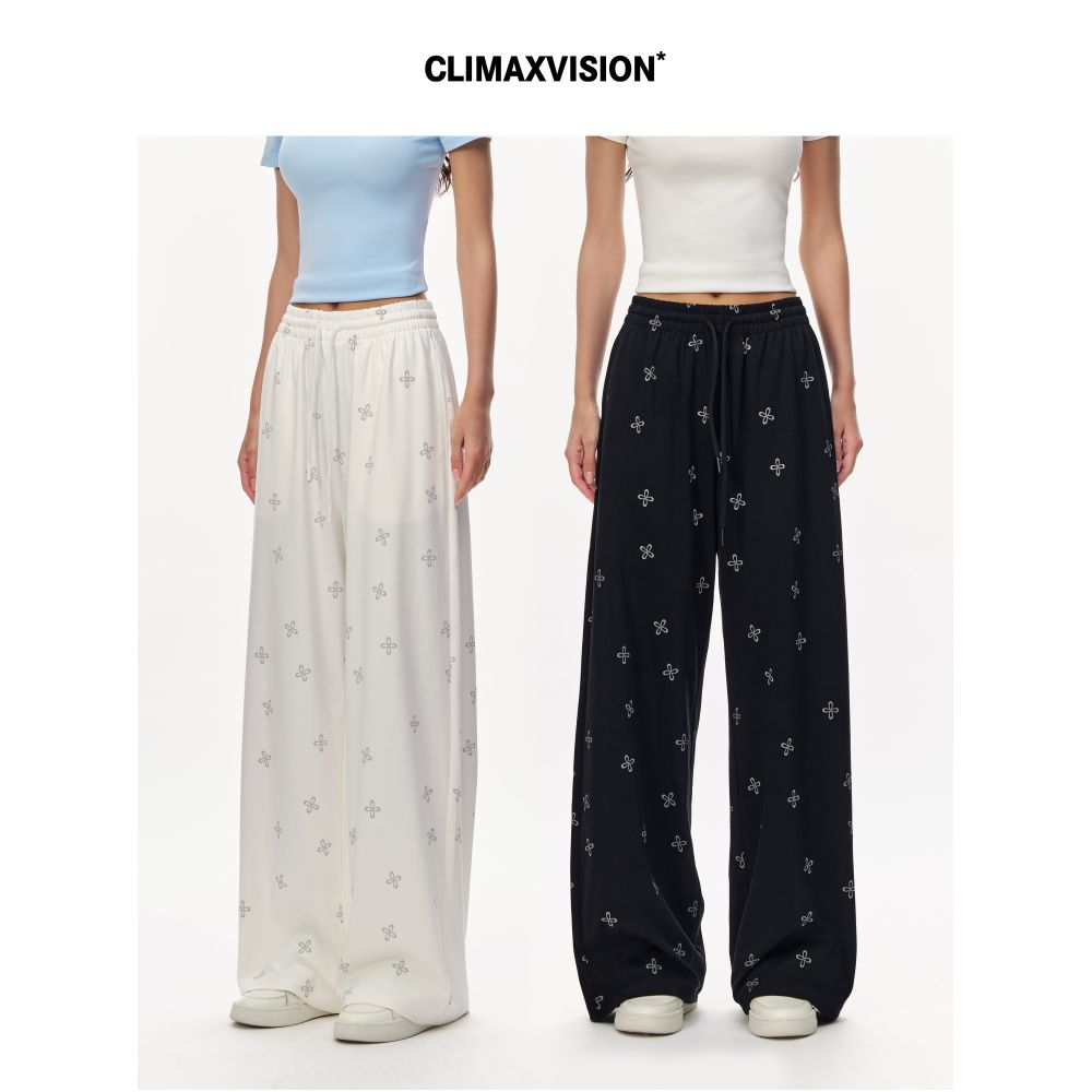 CLIMAX VISION Lyocell Cool Cross Pattern Summer Trousers for Women Lightweight Loose Straight Leg Slim Fit image 0