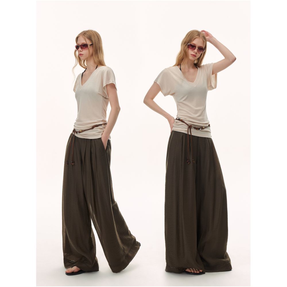 CLIMAX VISION Cool Pants Soft Mist Tencel Lightweight Wide Leg Casual Trousers for Women Perfect for Summer Relaxation image 3