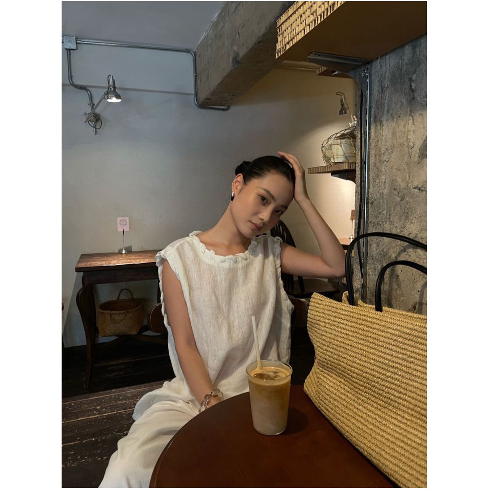 PURITY YR Niche Minimalist Design Woven Linen 100 Loose Fit Sleeveless Top for Women image 1