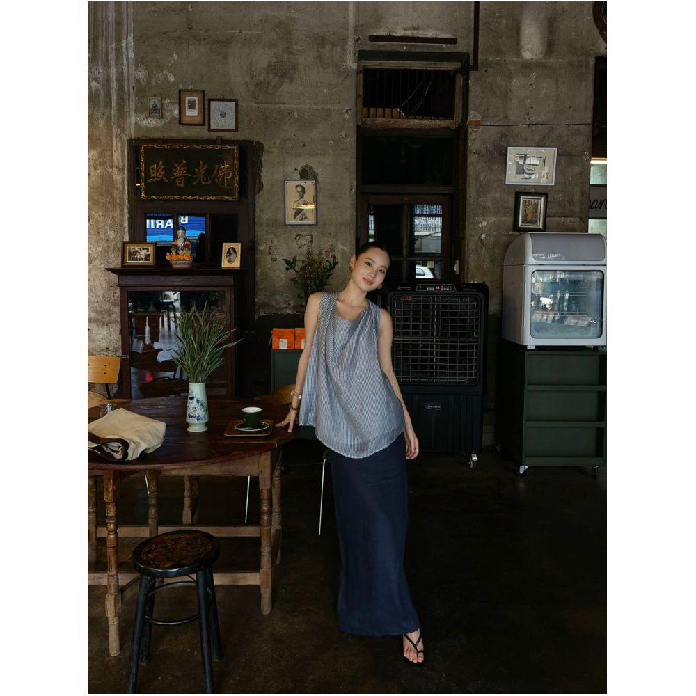 PURITY YH Niche Minimalist Summer Back Slit 100 Ramie High Waisted Slimming Straight Skirt for Women image 3