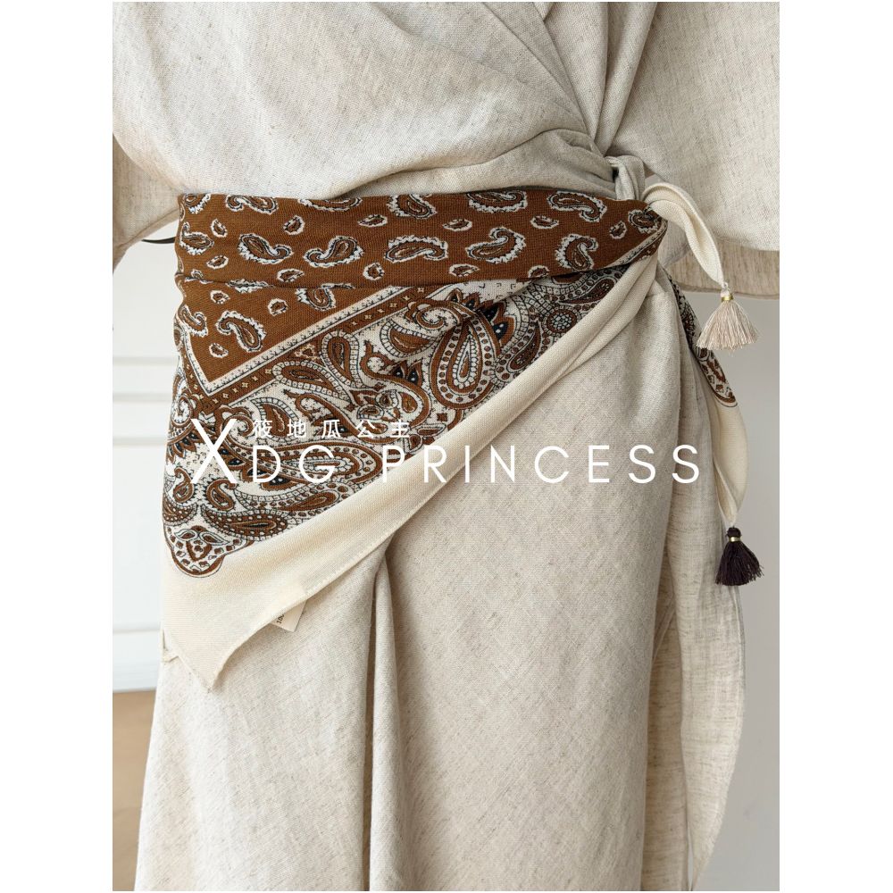 Retro ethnic style women s summer layered lace belt waist scarf waist accessory travel versatile pendant square scarf image 0