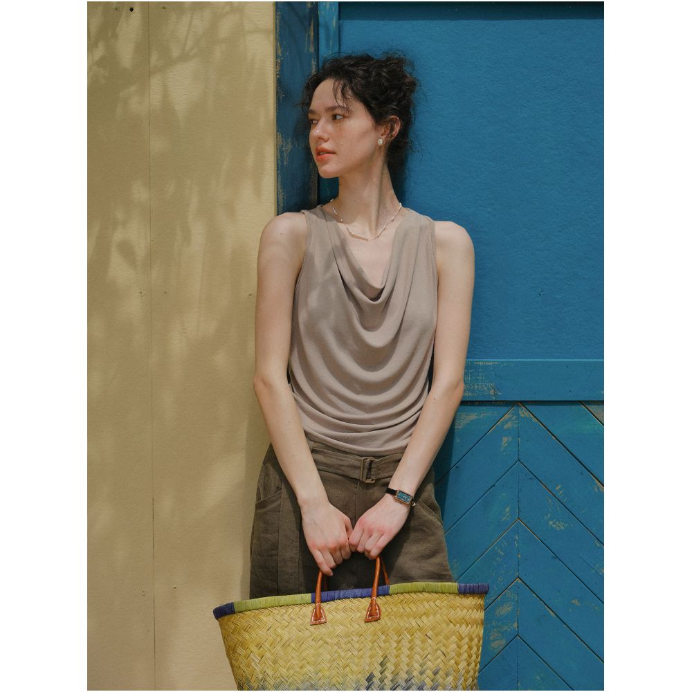 Clean Sense Gentle Ruffled Sleeveless Vest with Flowy Ruffled Neck Styling image 1
