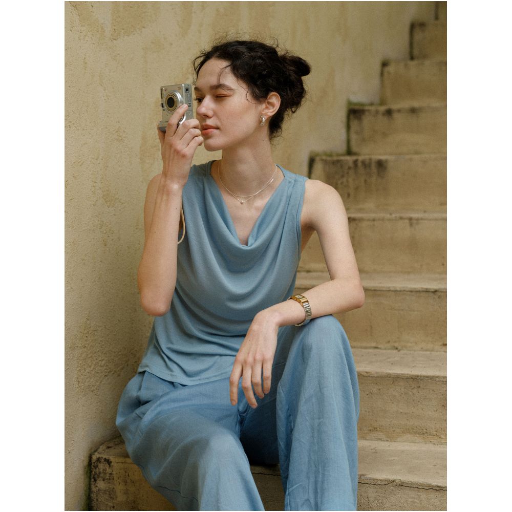 Clean Sense s classic turtleneck and flowy style a basic skin friendly sleeveless turtleneck vest top image 4