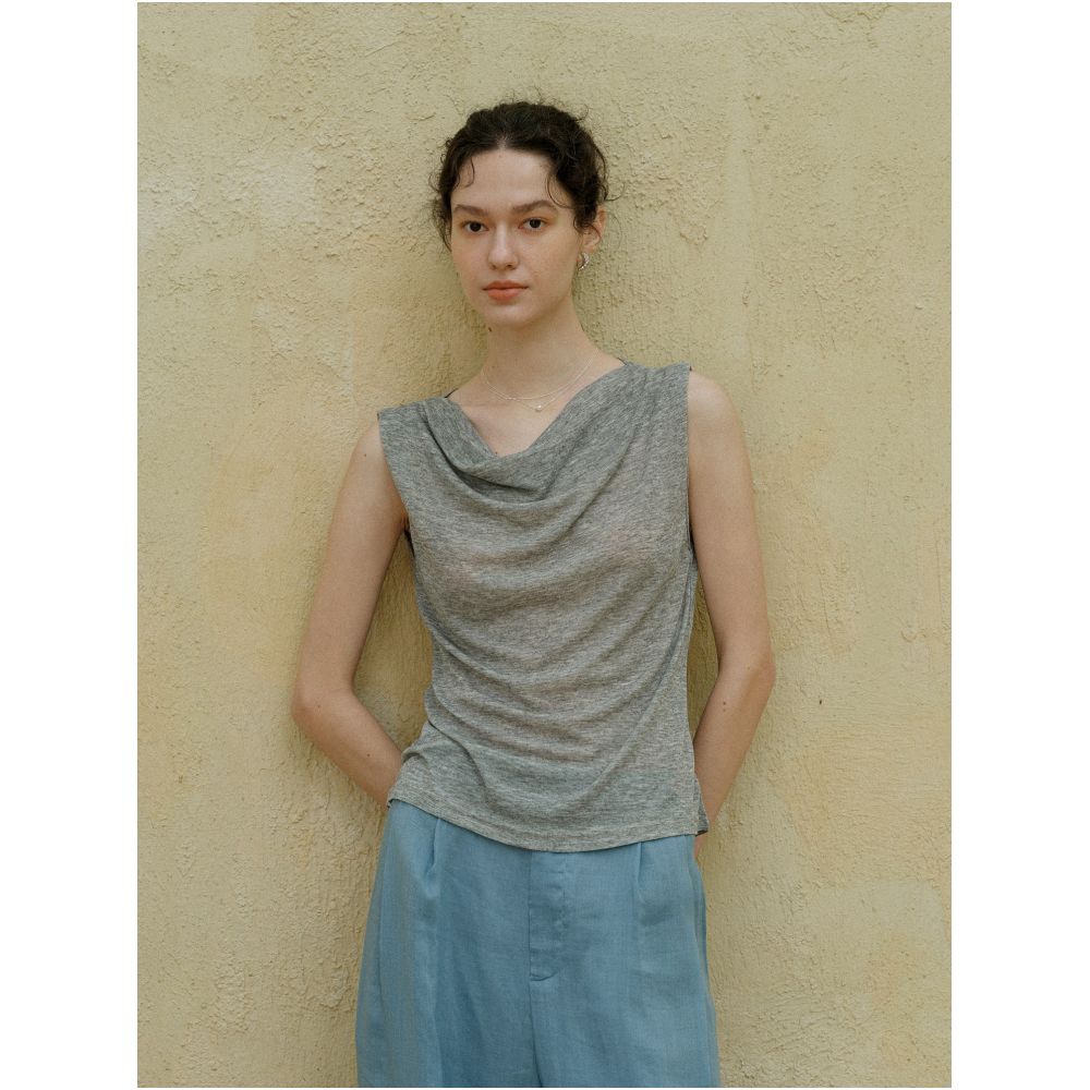 ASAYA7380 – Graceful Drape Sleeveless Top 🌿🩵