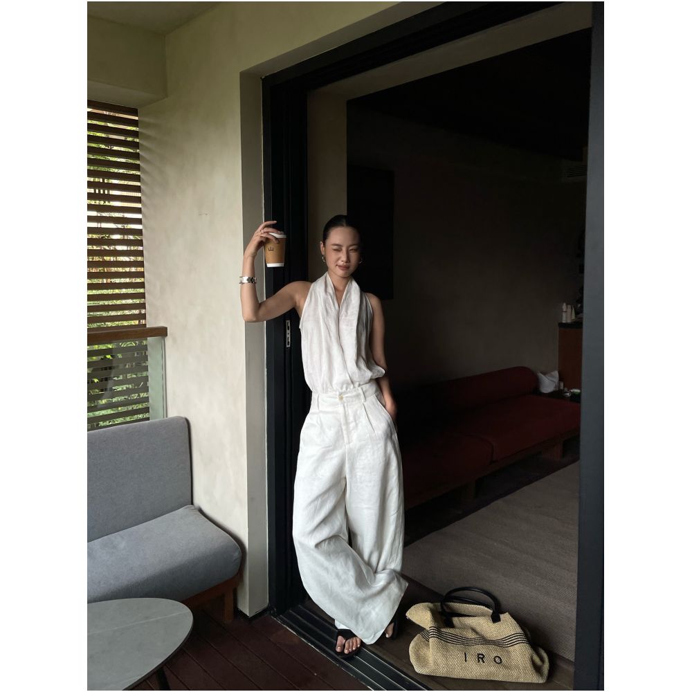 PURITY Niche Minimalist Korean Style Loose Fit Summer Linen Super Slimming High End Casual Wide Leg Pants image 0