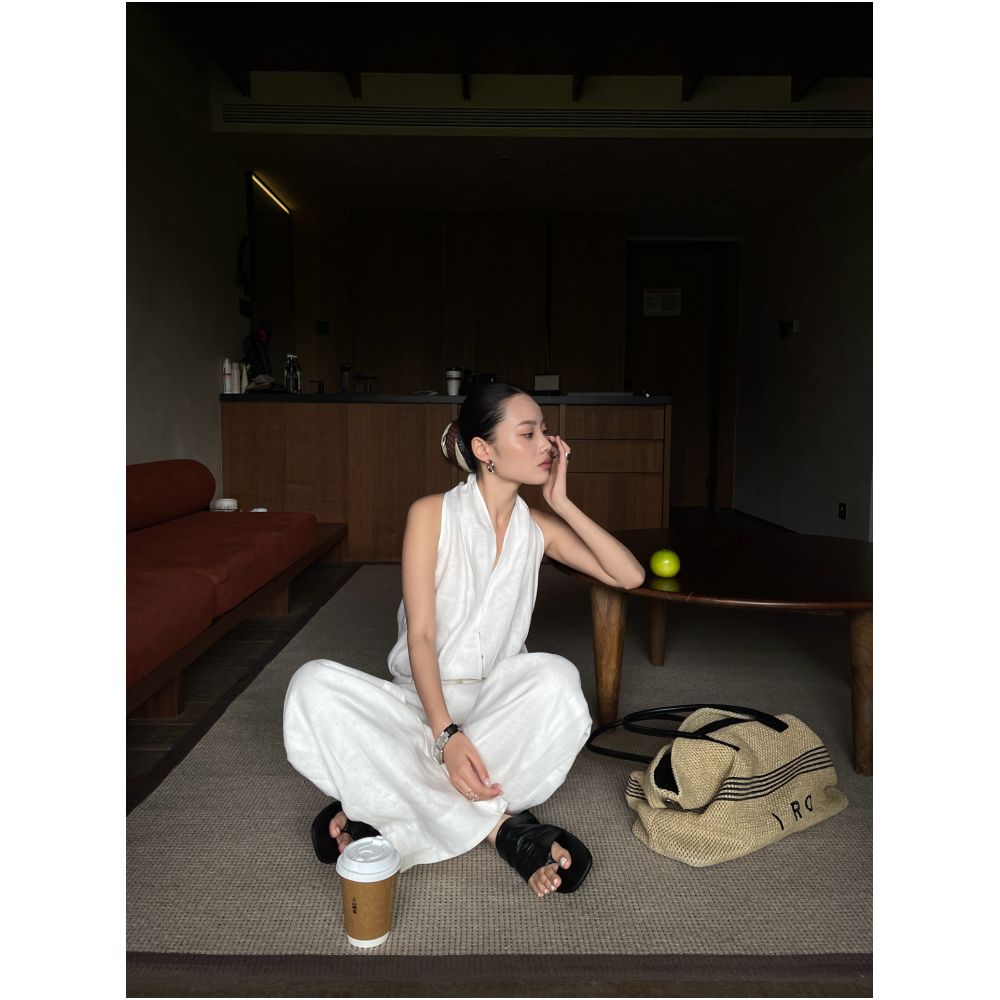 PURITY Niche Minimalist Korean Style Loose Fit Summer Linen Super Slimming High End Casual Wide Leg Pants image 2