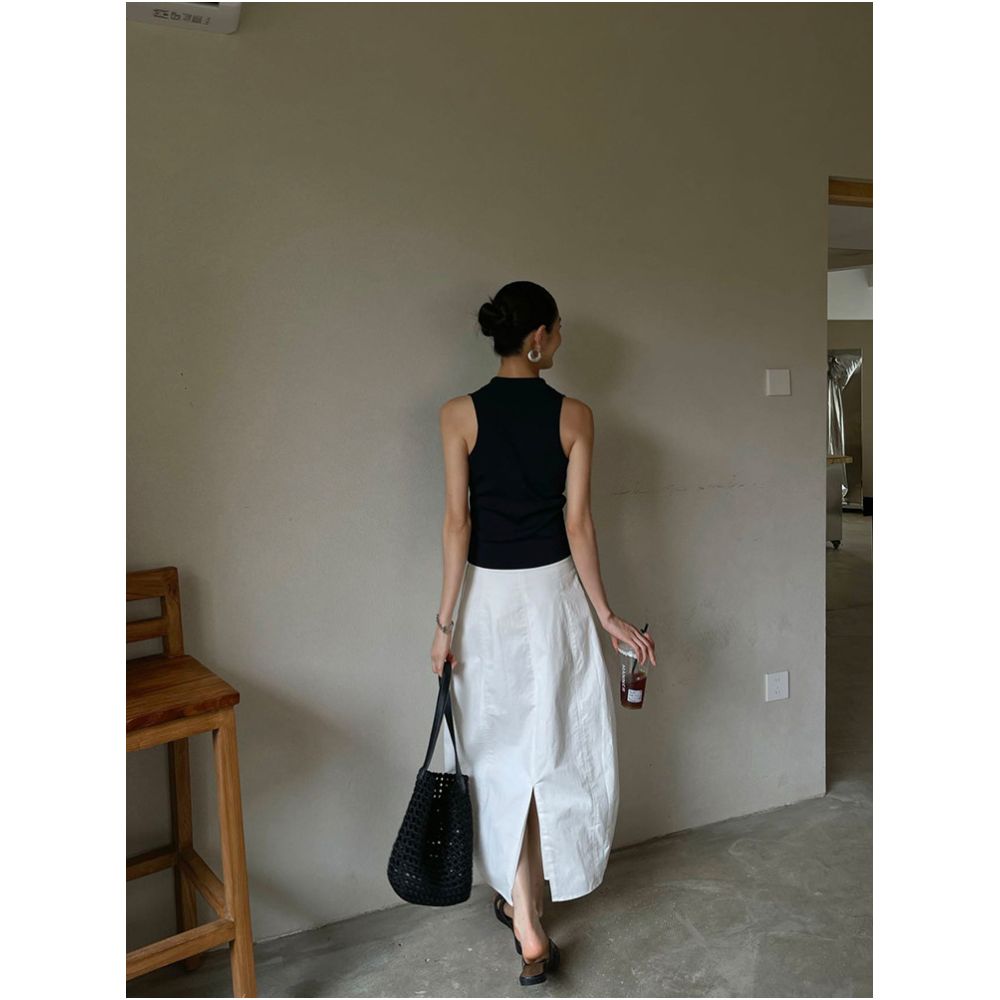 PURITY YH French style inner layer collared knitted vest camisole outer layer with a sophisticated and cool feel sleeveless top image 3