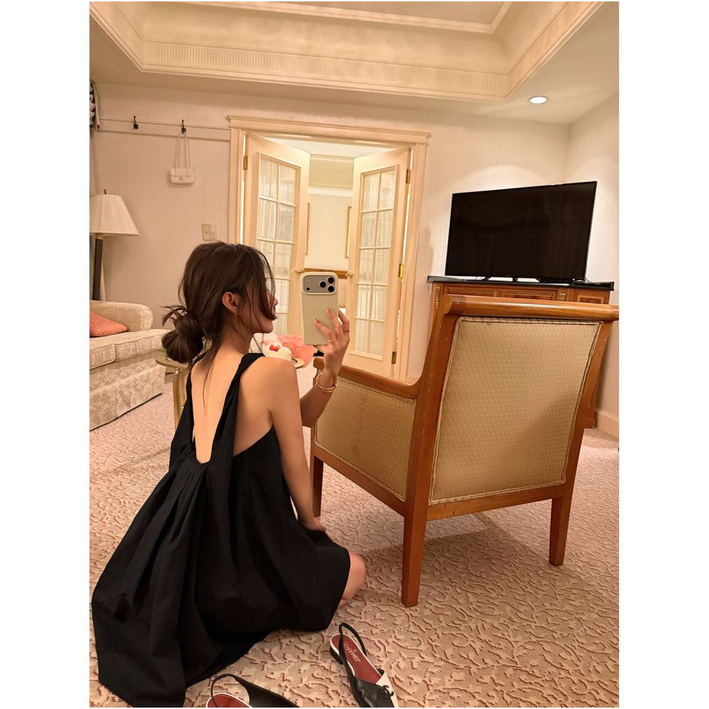 ASAYA7404 – Noa Open Back Cotton Mini Dress 🖤🤍
