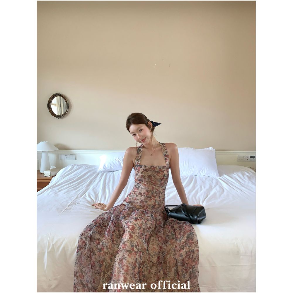 Ranwear s luxurious collection features the Varner Floral Shadow heavy duty exclusive printed French cross strap dress image 0