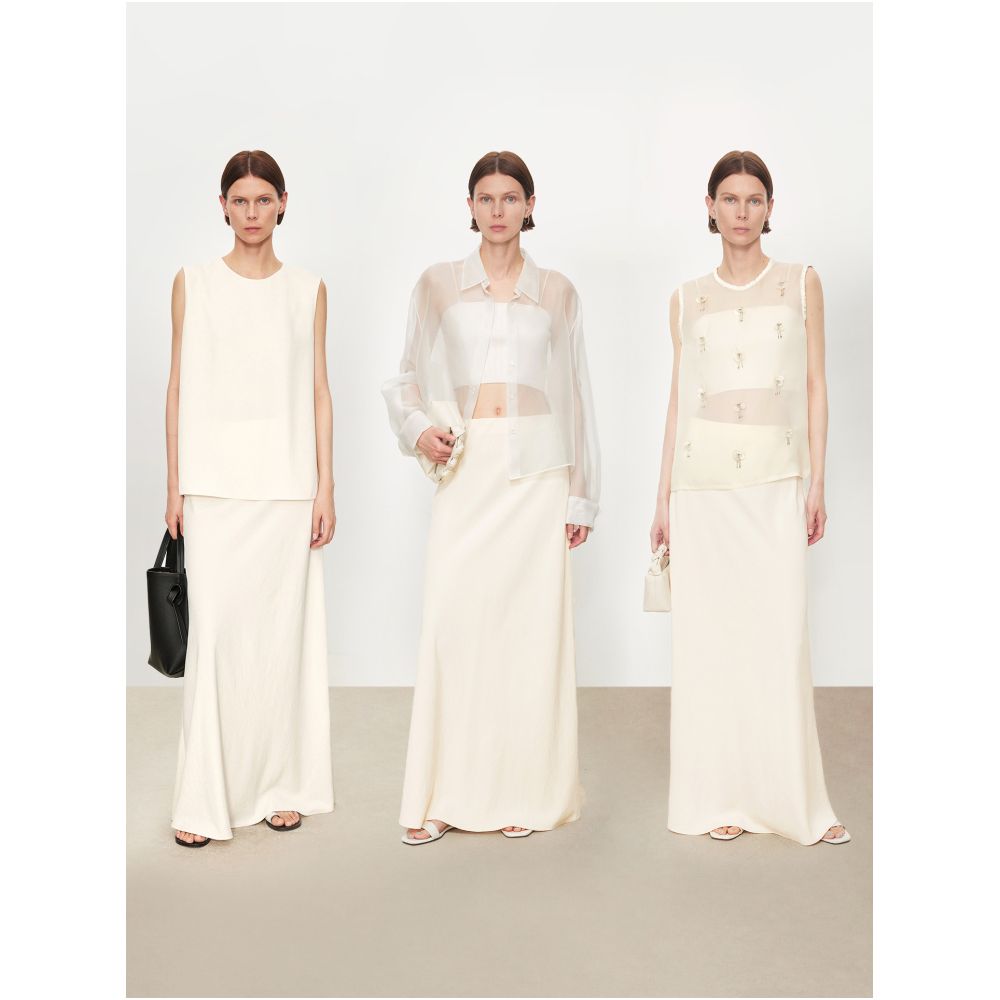 CHICJOC Japanese 100 Triacetate High End Custom Style A Line Skirt with Slimming A Line and Elastic Waist image 1