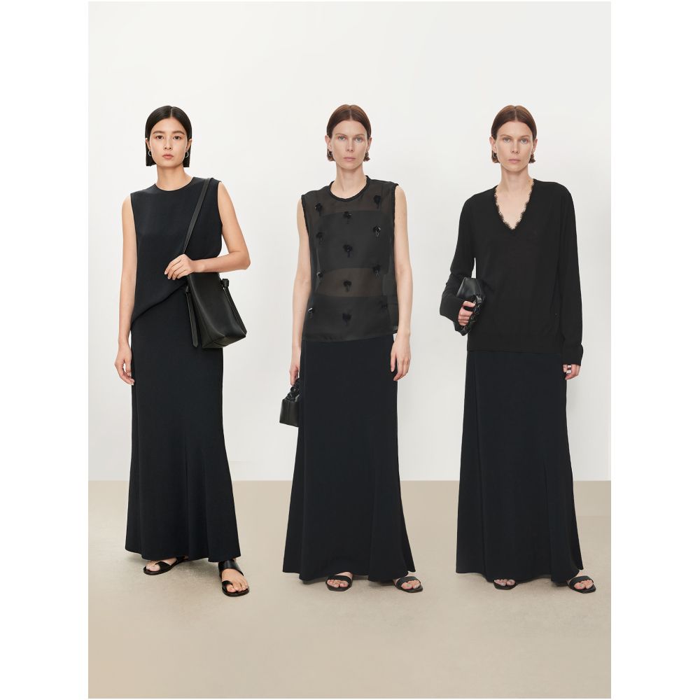 CHICJOC Japanese 100 Triacetate High End Custom Style A Line Skirt with Slimming A Line and Elastic Waist image 3