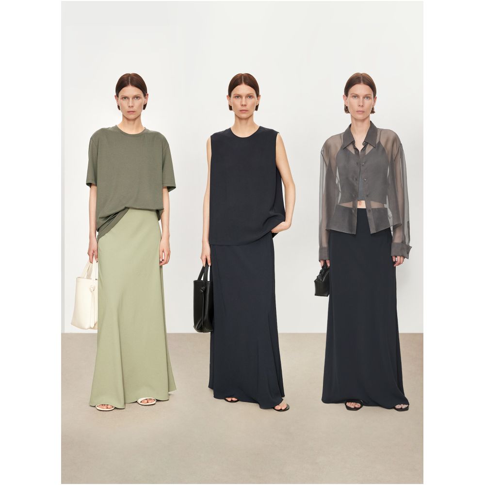 CHICJOC Japanese 100 Triacetate High End Custom Style A Line Skirt with Slimming A Line and Elastic Waist image 4