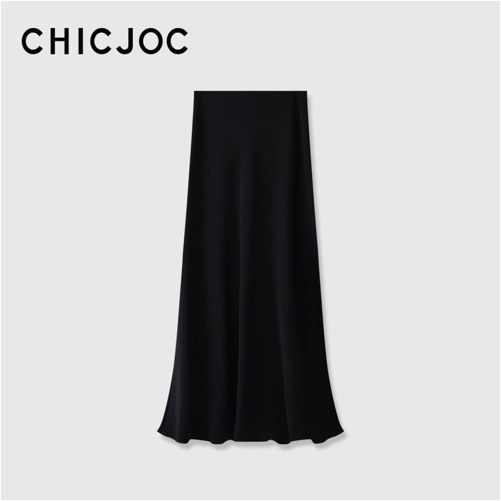 ASAYA7415 – Élan Satin A-Line Maxi Skirt 🖤✨