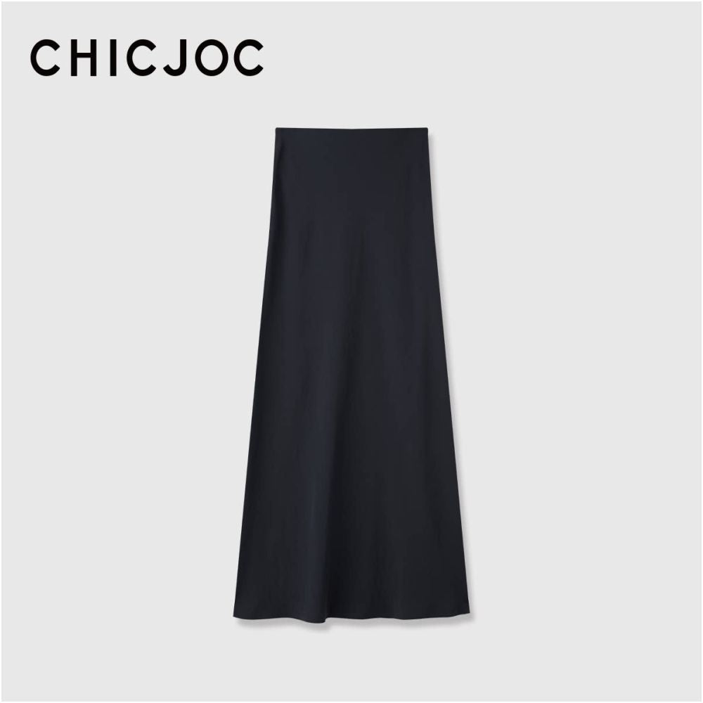 ASAYA7415 – Élan Satin A-Line Maxi Skirt 🖤✨