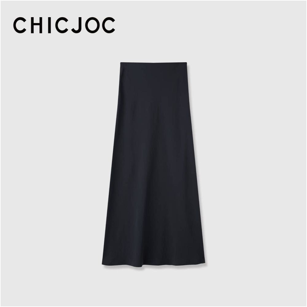 ASAYA7415 – Élan Satin A-Line Maxi Skirt 🖤✨