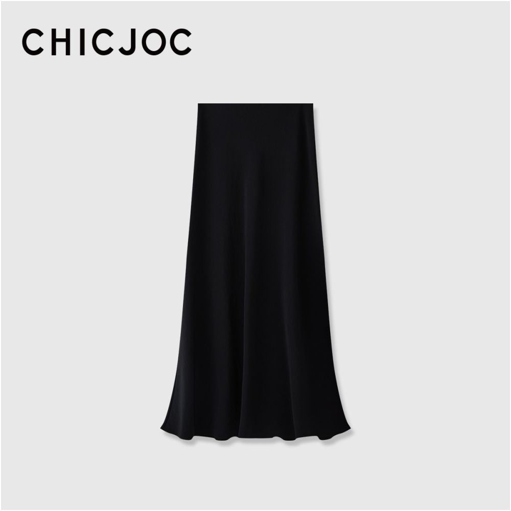 ASAYA7415 – Élan Satin A-Line Maxi Skirt 🖤✨