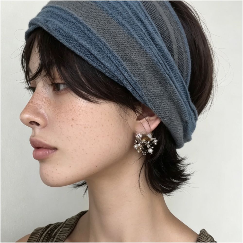 ASAYA7418 – Airy Mesh Twist Headband 🤎🩶✨