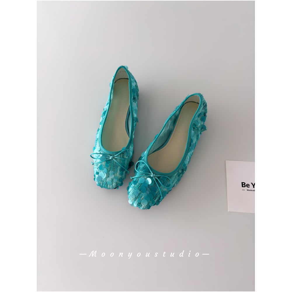 ASAYA7421 – Moonlit Sequin Ballet Flats 🩵✨