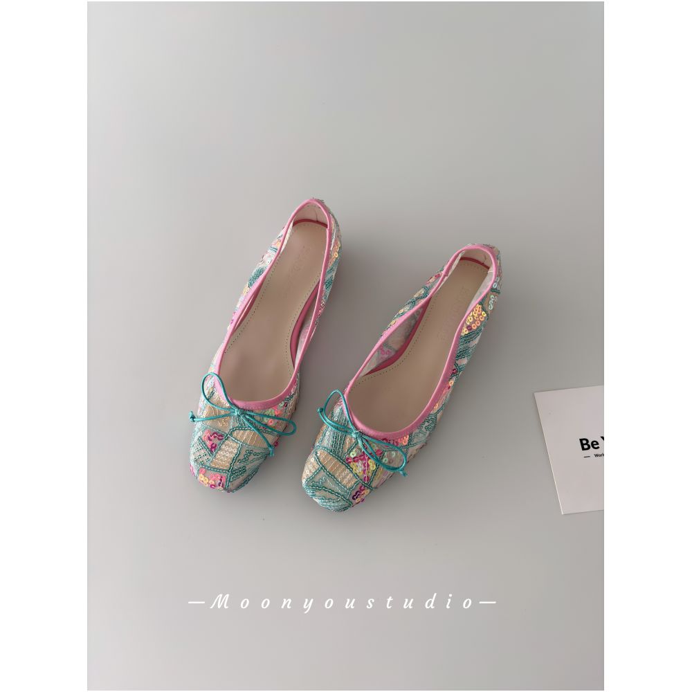 ASAYA7421 – Moonlit Sequin Ballet Flats 🩵✨