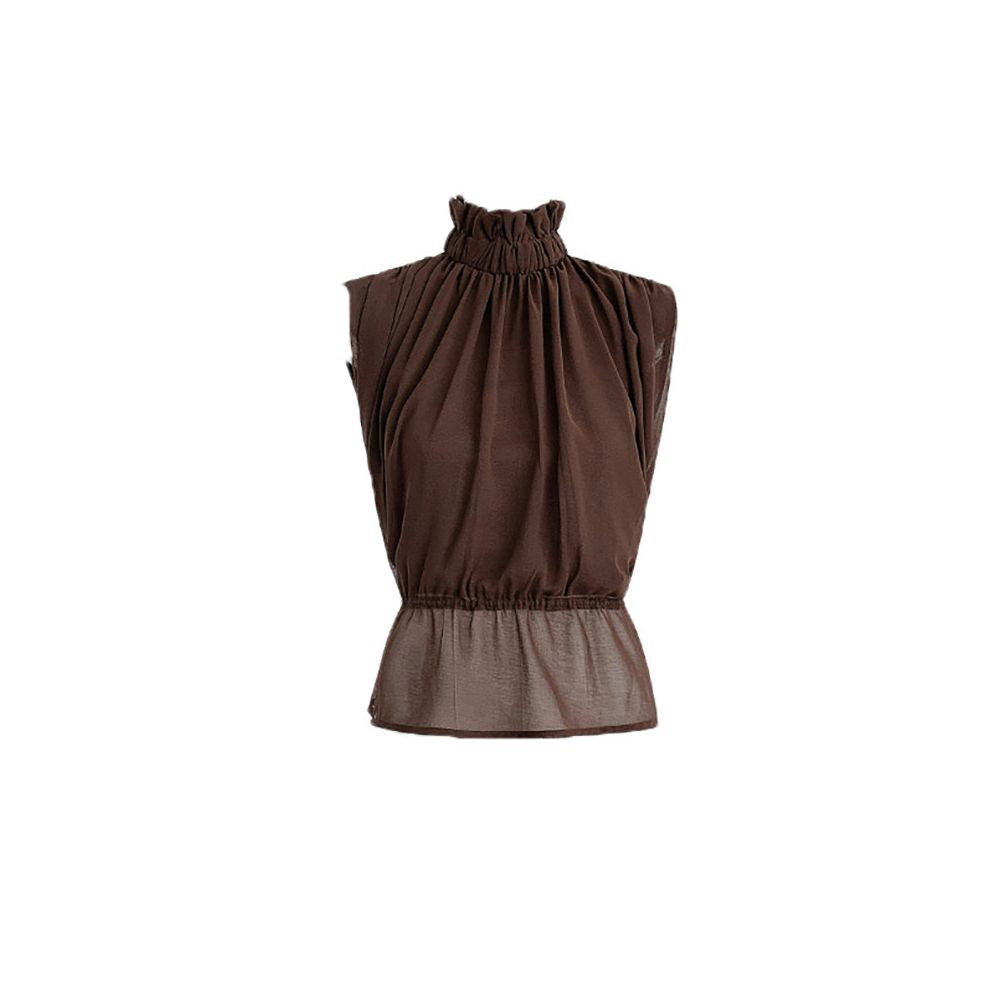 ASAYA7423 – Élan Sheer Ruffle Blouse 🤎✨